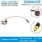 N Type Male Right Angle to MMCX Male, RG316 Cable, 6GHz