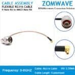 N Type Male Right Angle to MMCX Male Right Angle, RG316 Cable, 6GHz