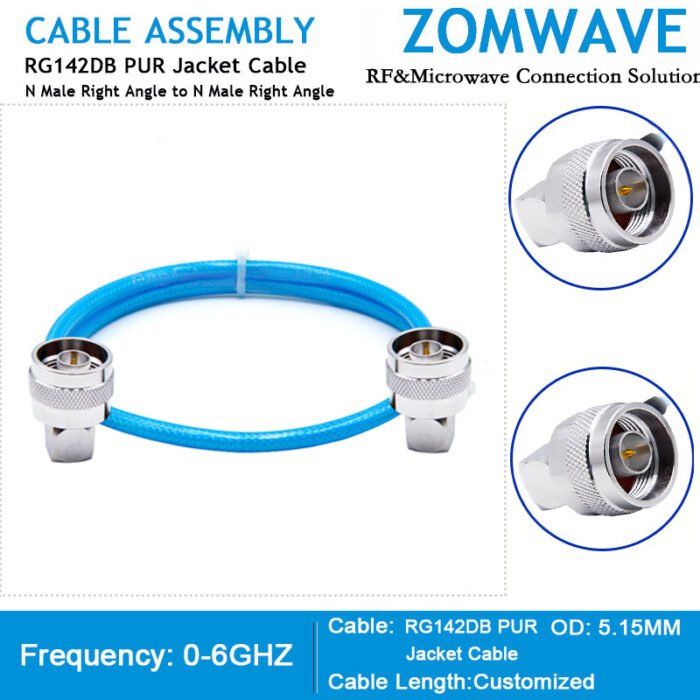 N Type Male to N Type Male, Super Flexible RG142DB PUR Jacket Cable, 6GHz