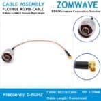 N Type Male to MMCX Female Right Angle, RG316 Cable, 6GHz