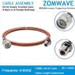 N Type Male to N Type Female Bulkhead, RG142 Double Shielded Cable, 6GHz