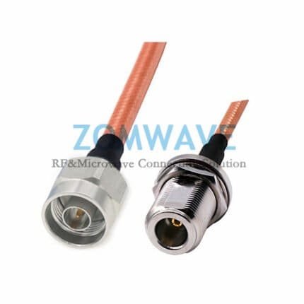 N Type Male to N Type Female Bulkhead, RG142 Double Shielded Cable, 6GHz
