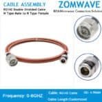 N Type Male to N Type Female, RG142 Double Shielded Cable, 6GHz