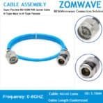 N Type Male to N Type Female, Super Flexible RG142DB PUR Jacket Cable, 6GHz
