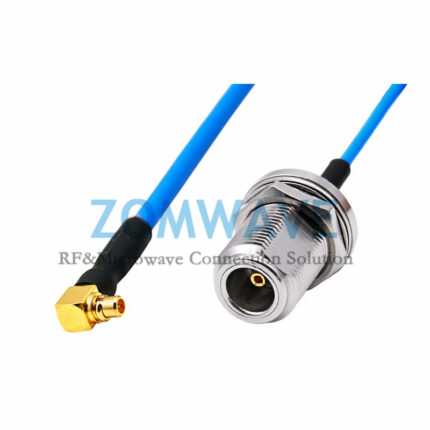 N Type Female Bulkhead Waterproof to MMCX Male Right Angle, Formable .086''_RG405 Cable, 6G