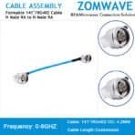 N Type Male RA to N Type Male Right Angle, Formable .141''/RG402 Cable, 6GHZ