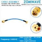 SMP(GPO) Male Right Angle to SMA Male, Formable .086''/RG405 Cable, 9GHz