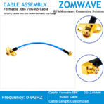 SMP(GPO) Female RA to SMA Female Bulkhead 2-hole Flange,Formable .086'/RG405,9GH