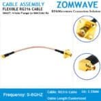 SMA Female 4 hole Flange to MMCX Male Right Angle, RG316 Cable, 6GHz