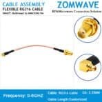 SMA Female Bulkhead to MMCX Male Right Angle, RG316 Cable, 6GHz