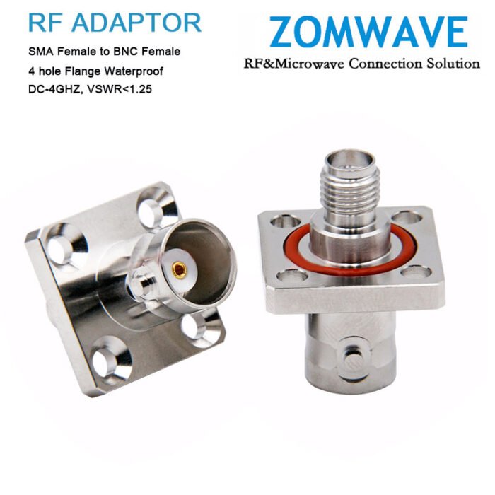 SMA Female to BNC Female 4 holeFlange Waterproof Adapter, 4GHz