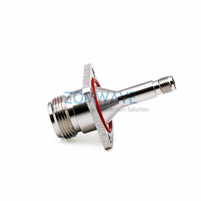 SMA Female to N Type Female Adapter, 4 Hole Flange, Extended Version Connecto