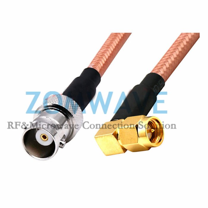 SMA Male Right Angle to BNC Female,RG142 Cable, 4GHz
