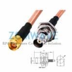 SMA Male to BNC Female Bulk head Waterproof, RG142 Cable, 4GHz