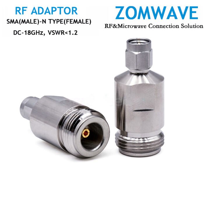 SMA Male to N Type Female Stainless Steel Adapter, 18GHz