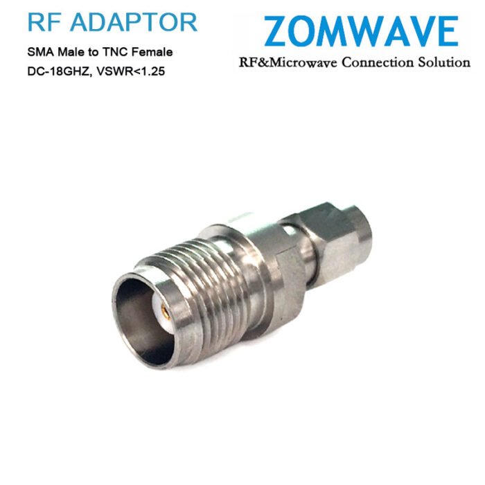 SMA Male to TNC Female Stainless Steel Adapter, 18GHz