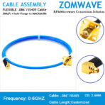 SMA Female 4 hole Flange to MMCX Male Right Angle,Flexible .086''_SS405, 18GHZ