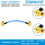 SMB Plug Right Angle to SMB Plug Right Angle, Flexible .086''_SS405 Cable, 4GHz