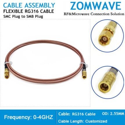 SMC Plug to SMB Plug, RG316 Cable, 4GHz