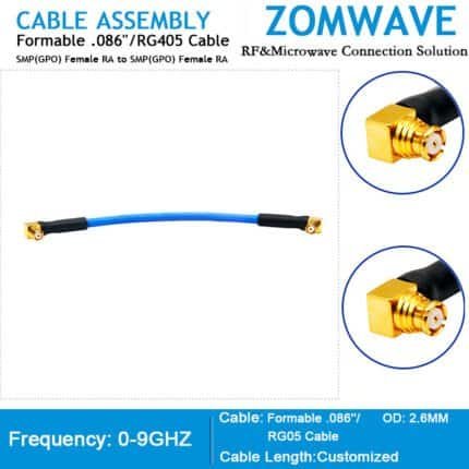 SMP(GPO) Female RA to SMP(GPO) Female Right Angle, Formable .086'' RG405, 9GHZ