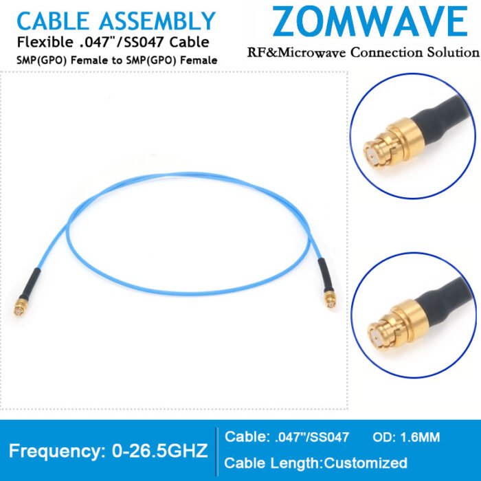 SMP(GPO) Female to SMP(GPO) Female, Flexible .047''_SS047 Cable, 26.5GHz