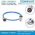 N Type Male to N Type Male Right Angle, Flexible .141''/SS402 Cable, 18GHz,