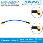 SSMC Plug Right Angle to SSMC Plug Right Angle, Formable .086''_RG405 Cable, 6GH