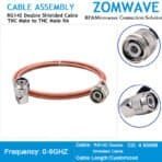 TNC Male to TNC Male Right Angle, RG142 Double Shielded Cable, 6GHz