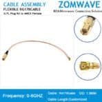 U.FL Plug Right Angle to MMCX Female, RG178 Cable, 6GHz