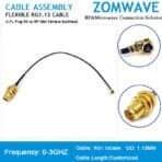 U.FL Plug Right Angle to RP-SMA Female Bulkhead, RG1.13 Cable, 3GHz