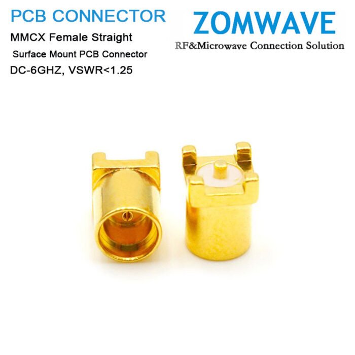 MMCX Female Straight Surface Mount PCB Connector, 6GHz