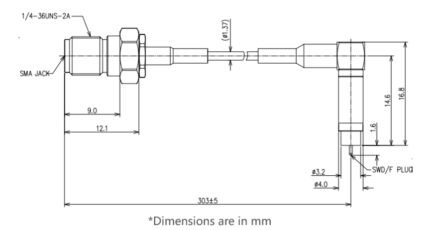 MXHS83QE3000, SMA Female to SWD Manual Test Probe Cable, 6GHz