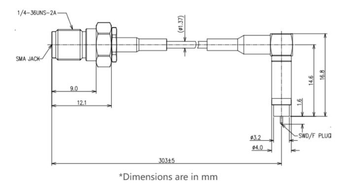 MXHS83QE3000, SMA Female to SWD Manual Test Probe Cable, 6GHz