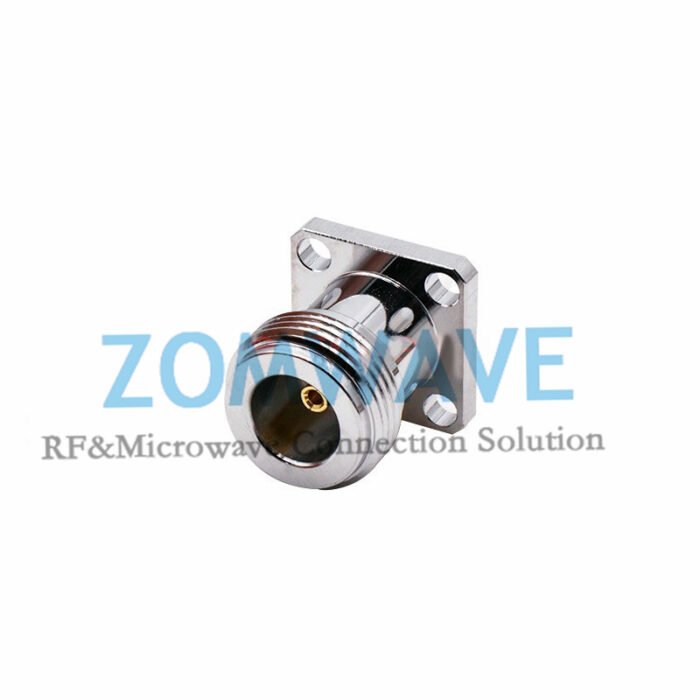 N Female Waterproof Terminal,4 hole Flange, 9mm Insulator and 2mm Pin, 11Ghz