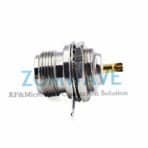 N Type Female Rear Mount Terminal Connector, Extended 6.7mm Pin, 6GHz