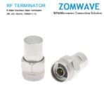 N Type Male Stainless Steel Terminator, 2W, 18GHz