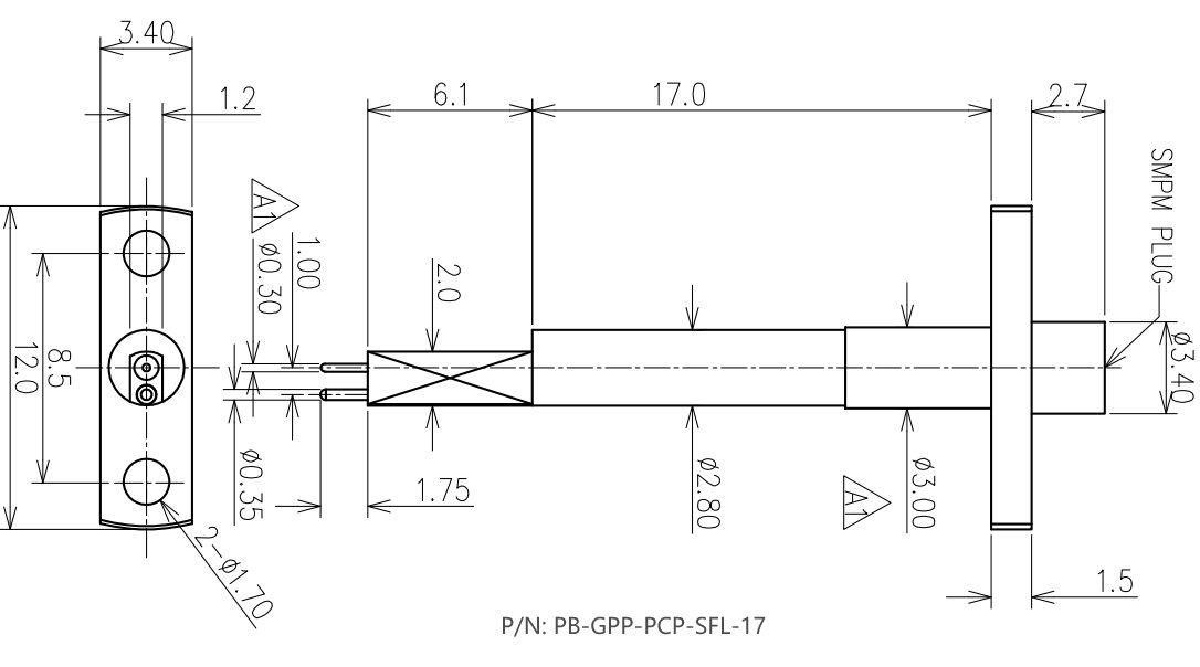 RF Coaxial SG Probe, SMPM Male to SG Pads, Pitch 1.0mm, 8GHz