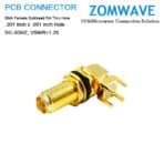 SMA Female Bulkhead RA Thru Hole PCB Connector, .201 inch x .051 inch Hole,3GHZ