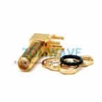SMA Female Bulkhead RA Thru Hole PCB Connector,Long Thread, .201X .051 inch, 12G