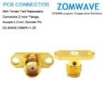 SMA Female Field Replaceable, 2 hole Flange, Accepts 0.51mm Diameter Pin, 6GHZ