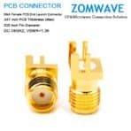 SMA Female PCB End Launch, .047 inch PCB Thickness (Max), .030 inch Pin, 18GHZ