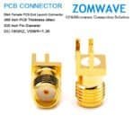 SMA Female PCB End Launch, .066 inch PCB Thickness (Max), .030 inch Pin,18ghz