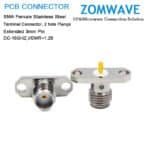 SMA Female Stainless Steel Terminal, 2 hole Flange, Extended 3mm Pin,18Ghz