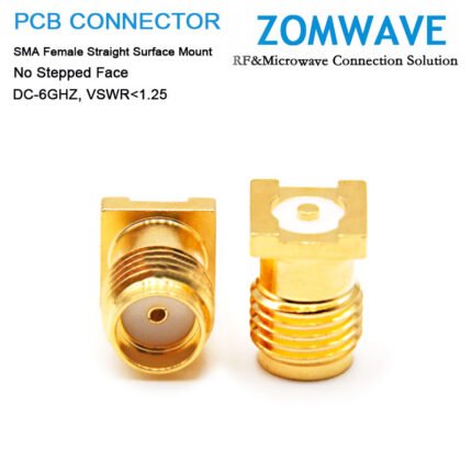 SMA Female Straight Surface Mount PCB Connector, No Stepped Face, 6GHz