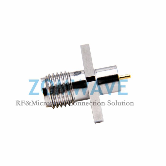 SMA Female Terminal, 4 hole Flange, Extended 4mm Outer Conductor and 2mm Pin，6G