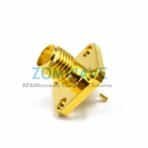 SMA Female Terminal Connector,4 hole Flange,Extended 4mm Insulator and 3mm Pin,6