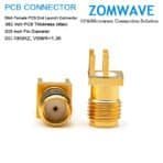 SMA(F) PCB End Launch, .062 inch PCB Thickness (Max), .035 inch Pin Diameter,18G