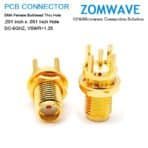 SMA(F)Bulkhead Straight Thru Hole PCB Connector, .201 inch x .051 inch Hole, 6GH