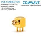 SMP(GPO) Female RA Thru Hole PCB Connector, .100 inch x .039 inch Hole, 8G