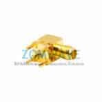 SSMA Female Right Angle Thru Hole PCB Connector, .200 inch x .059 inch Hole, 18G